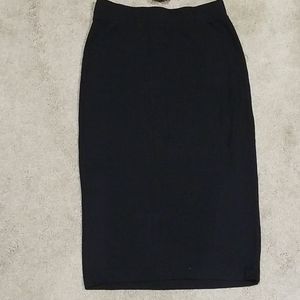 Black cotton stretchy pencil skirt